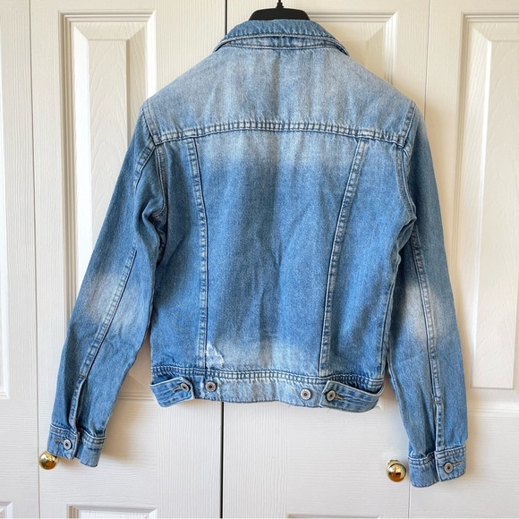 Zara Denim Cropped Jean Jacket Wash - Picture 6 of 13